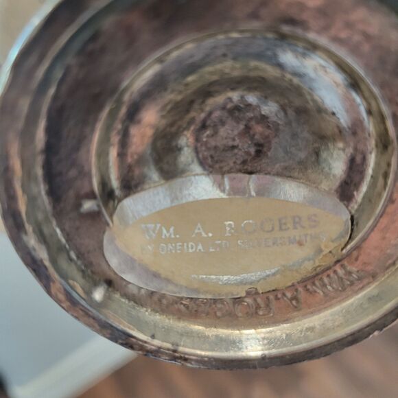 Antique WM Rogers Silver Co. Ornate Small Pedestal Bowl Silver Plated Heavy READ - Picture 6 of 16